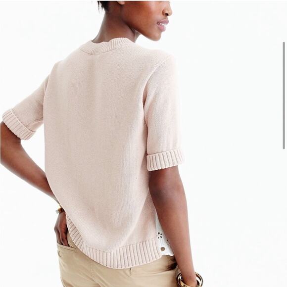 J.Crew White and Tan Eyelet Sweater Top - Picture 3 of 9